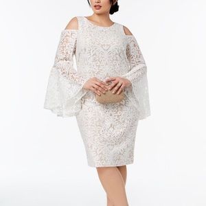 XSCAPE - Cold Shoulder Lace Sheath Dress